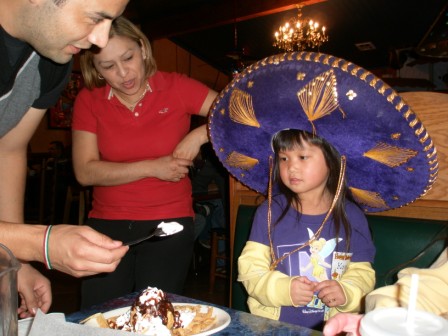 Kasen's birthday celebration at the Mexican restaurant